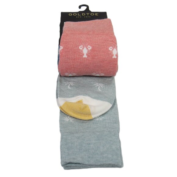 Gold Toe Men's Nautical Socks 3 Pair Palm/Lobster/Boat Pastel Combo One Size - Picture 5 of 6